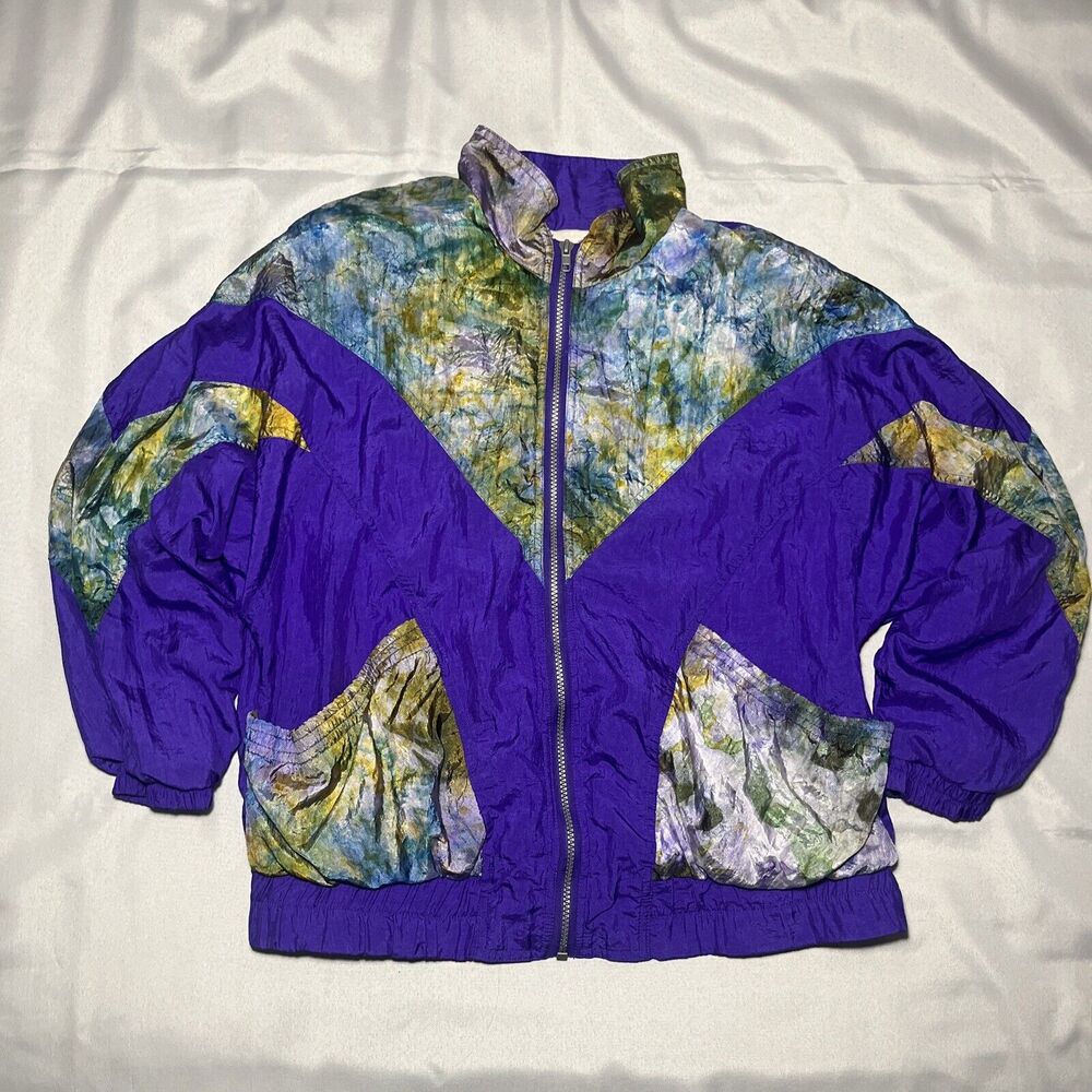 Vintage 80's 90's RE Sport Retro Womens Size PM Windbreaker Bomber Jacket